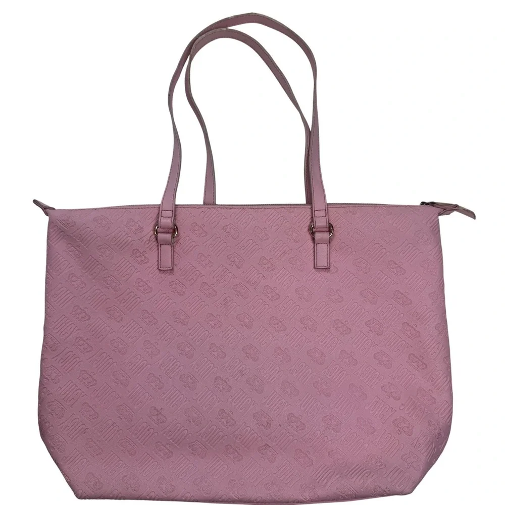 Juicy by Juicy Couture Pink Embossed‎ Logo Tote Bag Mens Crown Print Large Purse